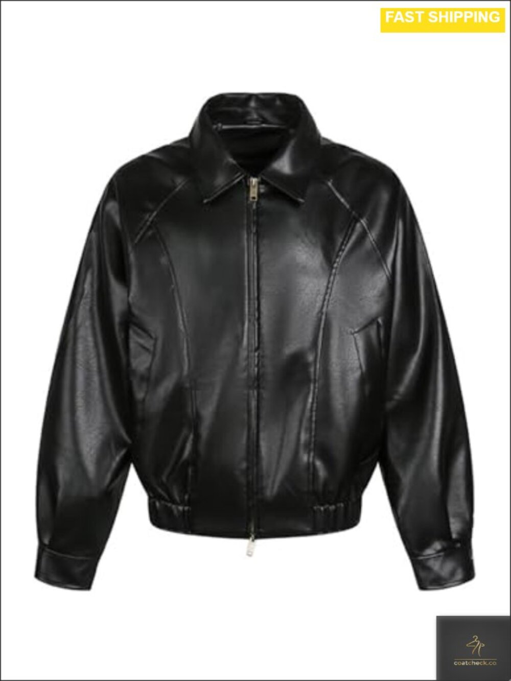 Faux Leather Moto Biker Bomber Jacket Zip Utility Pocket Casual Streetwear